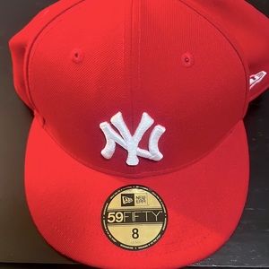 RED (New York Yankees) Scarlet Basic 59FIFTY Fitted Hat